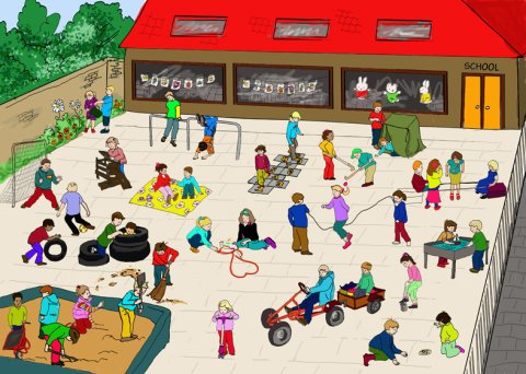 Educatief kijkplaat schoolplein groot