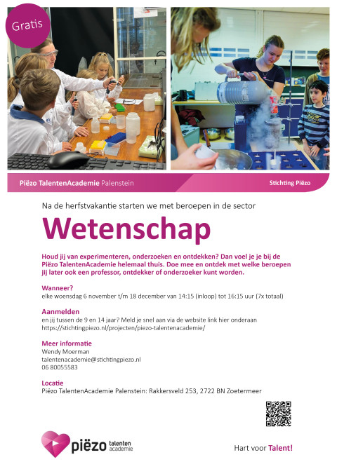 Flyer Pi&euml;zo TalentenAcademie Palenstein Wetenschap 024.002