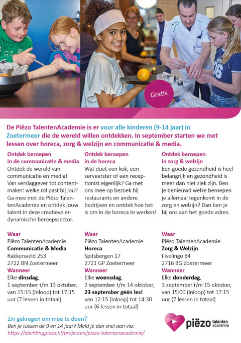Flyer Pi&euml;zo TalentenAcademie september 2026